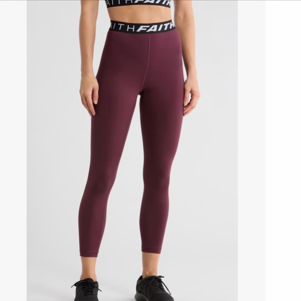 Faith Connexion Exposed Waistband Full Length Leggings Malbec Sz S